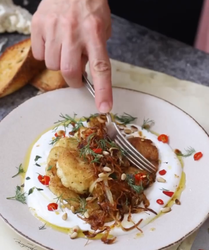 Turkuaz Kitchen Cauliflower with Yogurt Sauce and Crispy Caramelized Onion