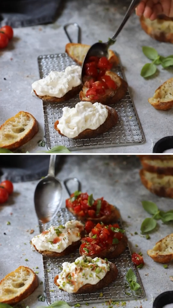 Bruschetta And Stracciatella Crostini