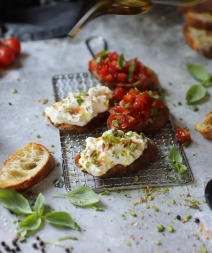 Bruschetta And Stracciatella Crostini