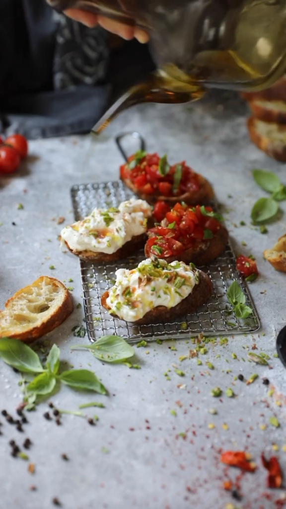 Bruschetta And Stracciatella Crostini