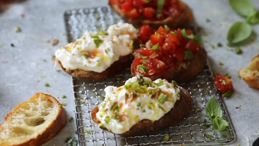 Bruschetta And Stracciatella Crostini