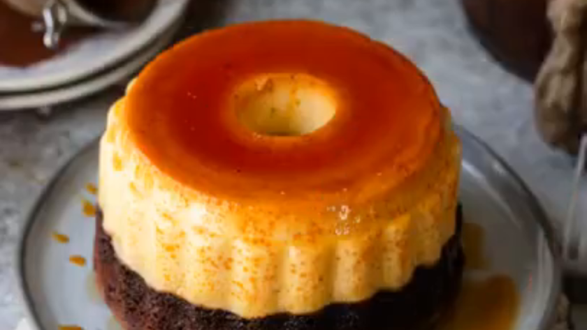 Turkuaz Kitchen Creme Caramel Flan and Chocolate Sponge Cake