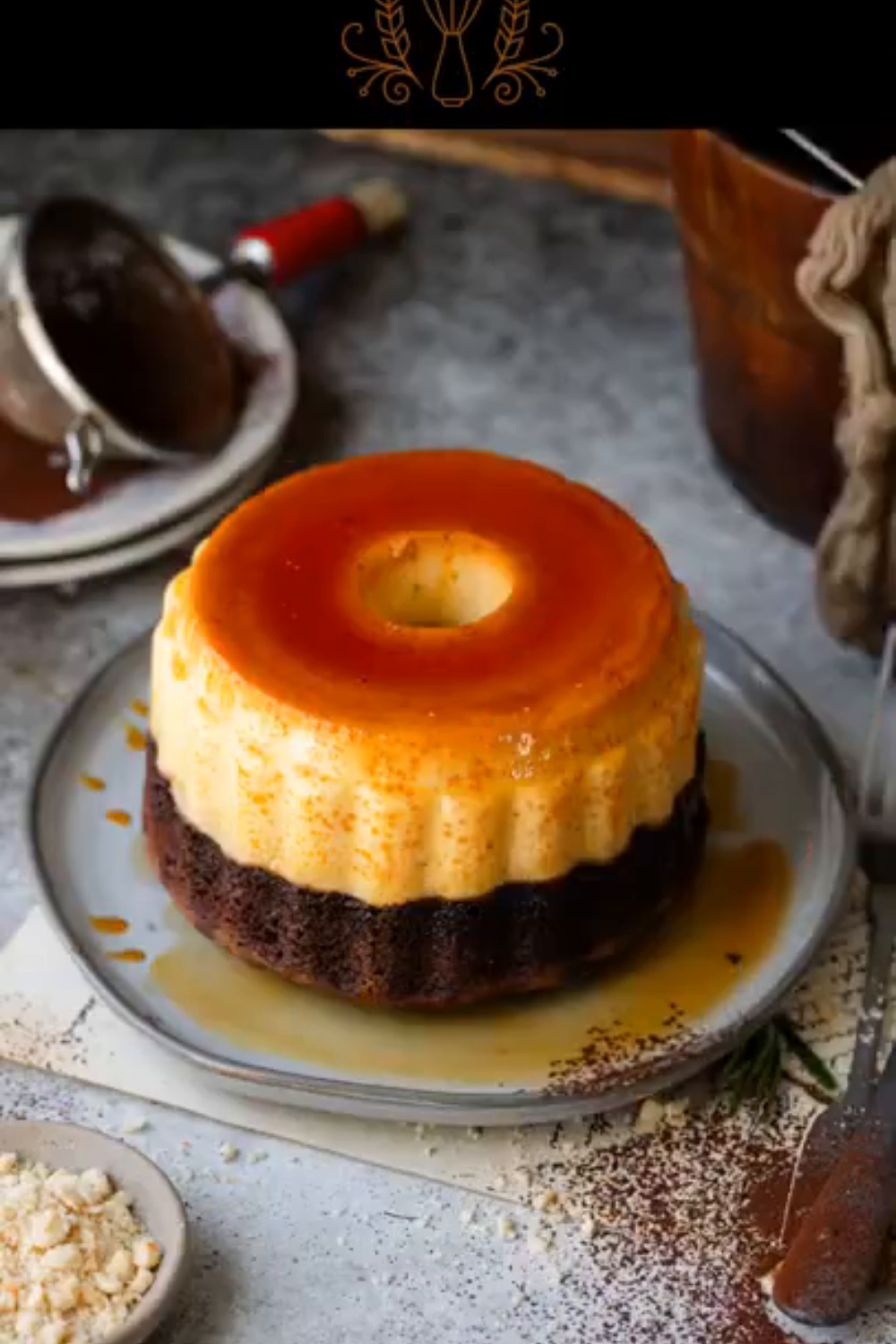 Turkuaz Kitchen Creme Caramel Flan and Chocolate Sponge Cake