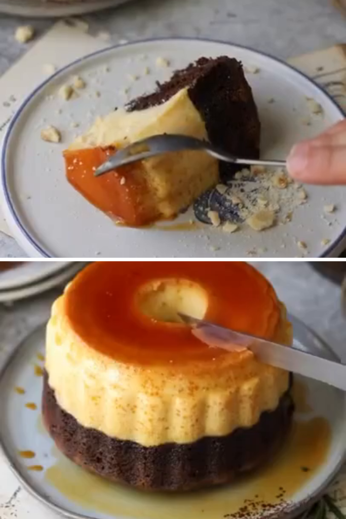 Turkuaz Kitchen Creme Caramel Flan and Chocolate Sponge Cake